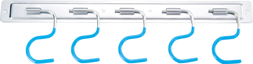 Wall-mounted tool rack with multiple hooks